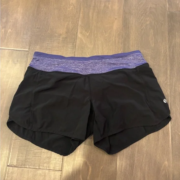 Lululemon Athletica Black Shorts with Purple Waistband - Picture 2 of 6